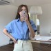 kemeja retro wanita lengan pendek